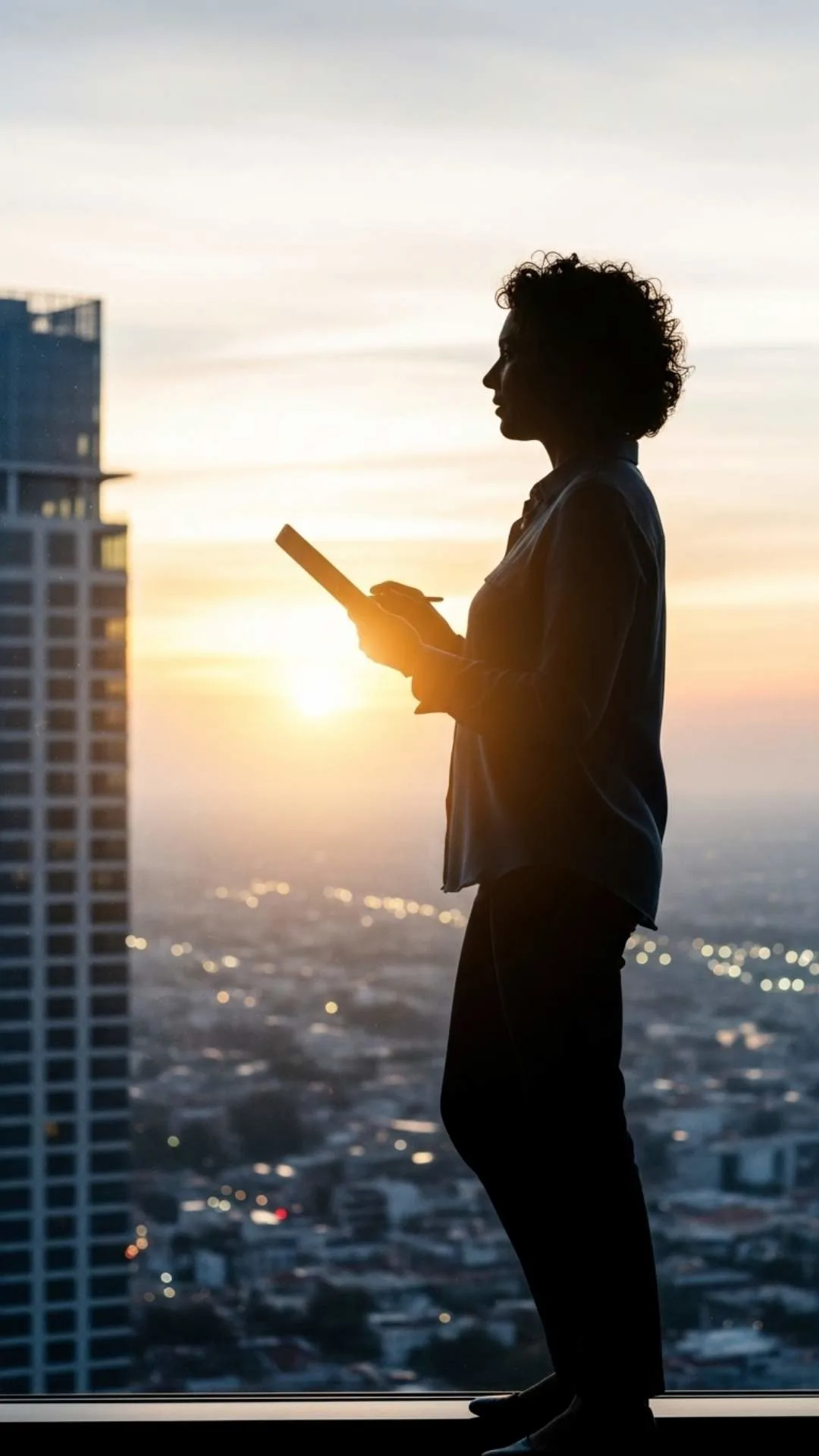 Success DP for leaders and entrepreneurs, showing a silhouette with a vision for the future. An inspiring image about goals, ambition, and corporate success