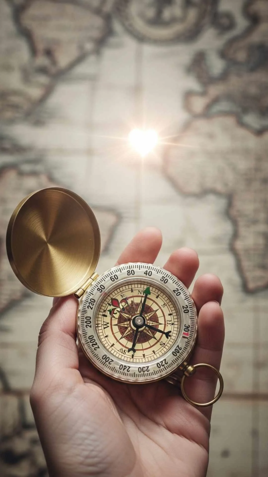 A symbolic DP of a compass pointing to a heart, representing the journey of following one's heart and true purpose. #Compass #FollowYourHeart #Purpose #SymbolicDP #Guidance