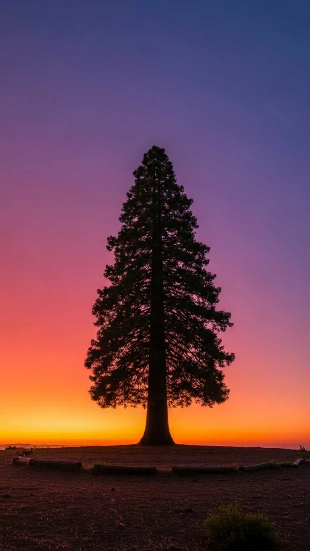 Beautiful unique nature DP of a solitary tree silhouetted against a vibrant sunrise, conveying peace and strength for WhatsApp.