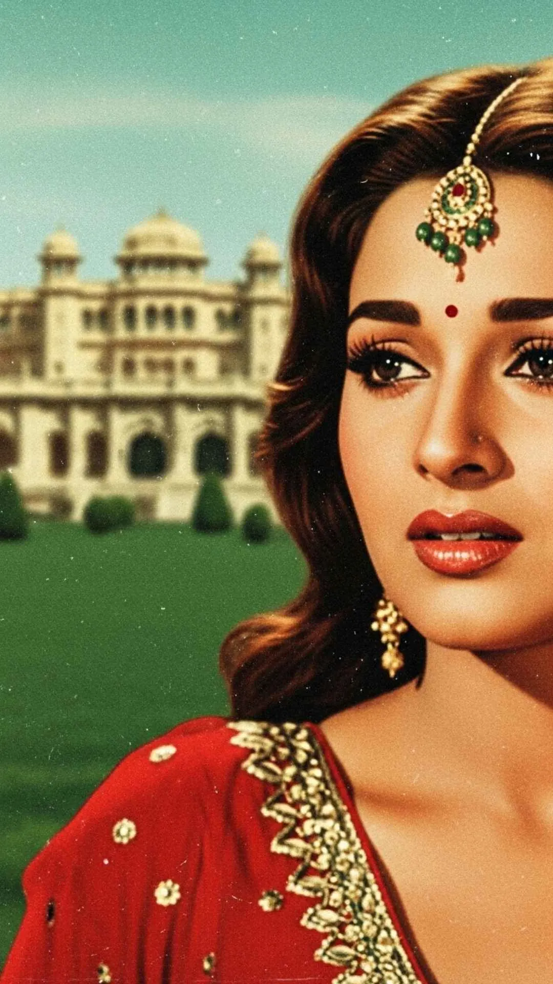 Vintage Bollywood poster aesthetic, faded colors, grainy film texture, retro Indian cinema art, nostalgic profile picture, classic movie DP.