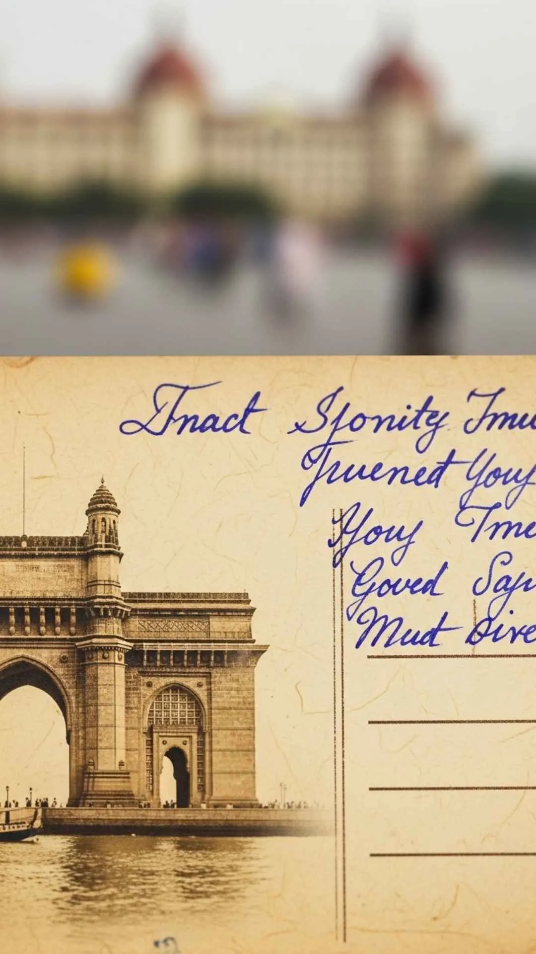 Vintage Indian postcard aesthetic DP, faded landmark, aged paper texture, nostalgic rustic charm, historical travel profile, old world feel.