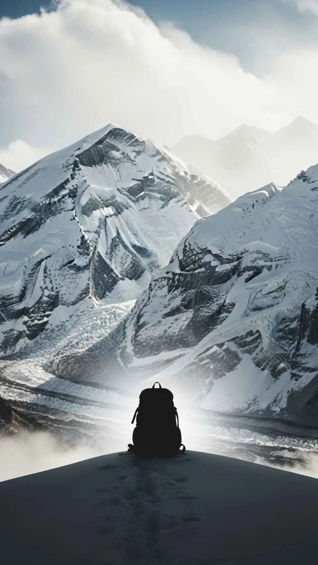 Minimalist backpack against a scenic Indian mountain view, a travel Instagram DP for India explorers and adventure lovers.
