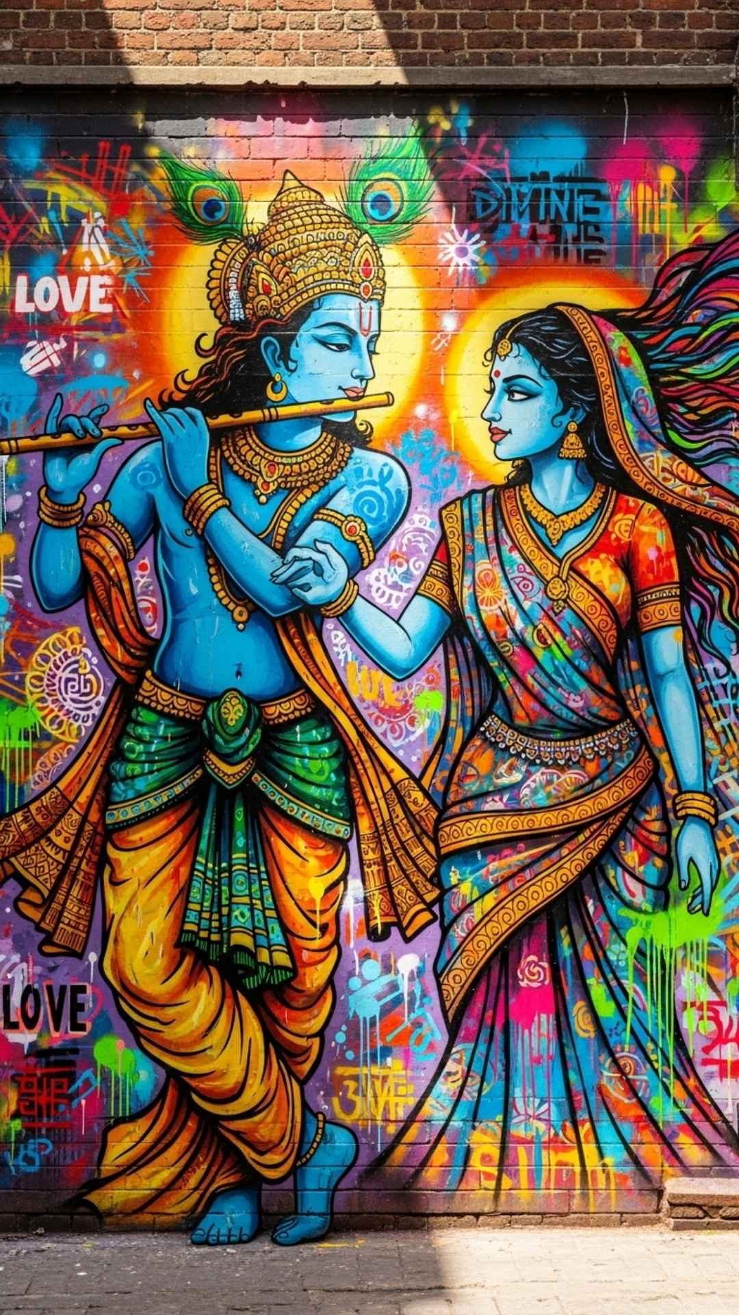 Surrealist image of Krishna's flute becoming a tree, creative and symbolic abstract art